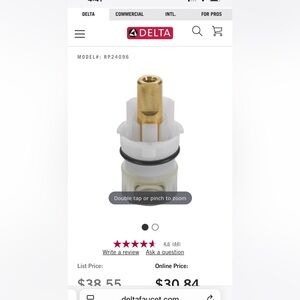 Delta faucet replacement parts for stem unit assembly.